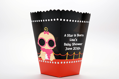  A Star Is Born!® Hollywood - Personalized Baby Shower Popcorn Boxes Caucasian Girl