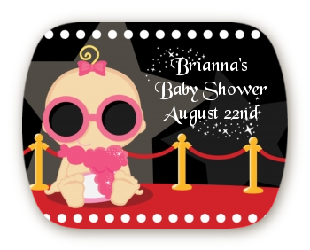  A Star Is Born!® Hollywood - Personalized Baby Shower Rounded Corner Stickers Caucasian Blonde Hair