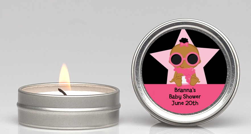  A Star Is Born Hollywood Black|Pink - Baby Shower Candle Favors Blonde Hair