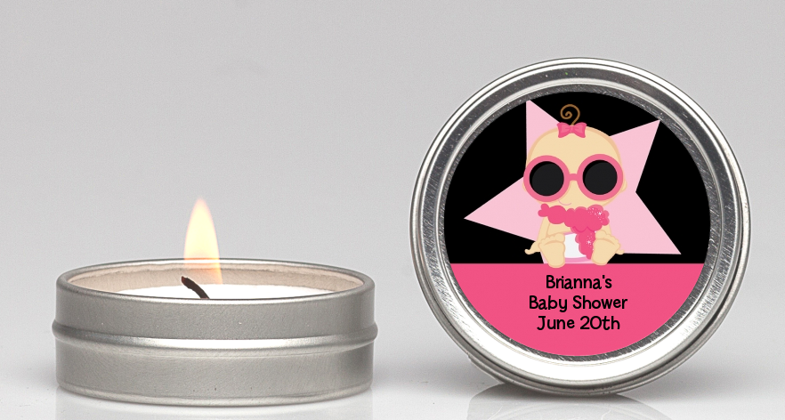  A Star Is Born Hollywood Black|Pink - Baby Shower Candle Favors Blonde Hair
