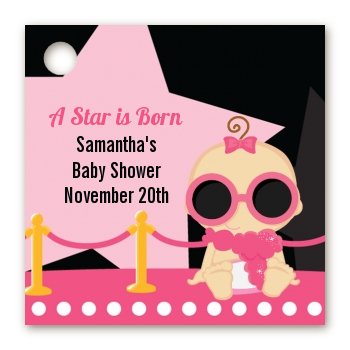  A Star Is Born Hollywood Black|Pink - Personalized Baby Shower Card Stock Favor Tags Blonde Hair