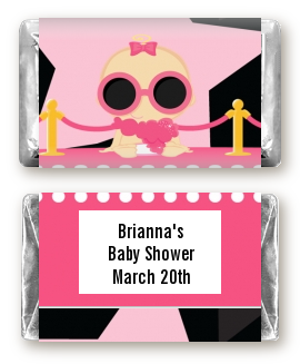  A Star Is Born Hollywood Black|Pink - Personalized Baby Shower Mini Candy Bar Wrappers African American