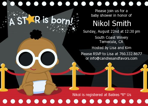  A Star Is Born!® Hollywood - Baby Shower Invitations Caucasian Girl