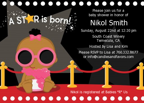  A Star Is Born!® Hollywood - Baby Shower Invitations Caucasian Girl