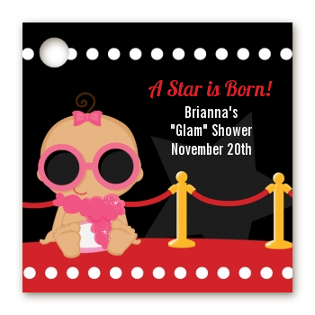  A Star Is Born!® Hollywood - Personalized Baby Shower Card Stock Favor Tags Caucasian Girl
