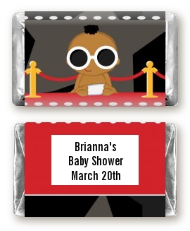  A Star Is Born!® Hollywood - Personalized Baby Shower Mini Candy Bar Wrappers Caucasian Girl