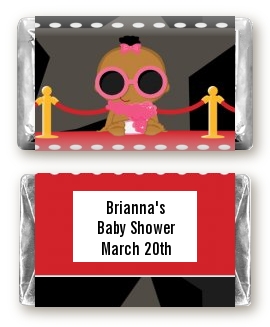  A Star Is Born!® Hollywood - Personalized Baby Shower Mini Candy Bar Wrappers Caucasian Girl