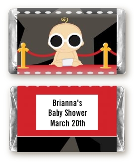  A Star Is Born!® Hollywood - Personalized Baby Shower Mini Candy Bar Wrappers Caucasian Girl