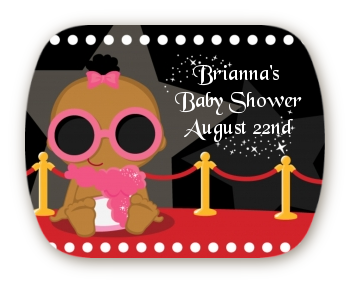  A Star Is Born!® Hollywood - Personalized Baby Shower Rounded Corner Stickers Caucasian Blonde Hair