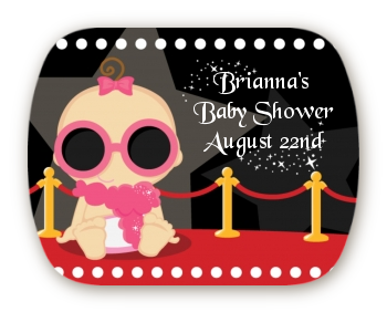  A Star Is Born!® Hollywood - Personalized Baby Shower Rounded Corner Stickers Caucasian Blonde Hair