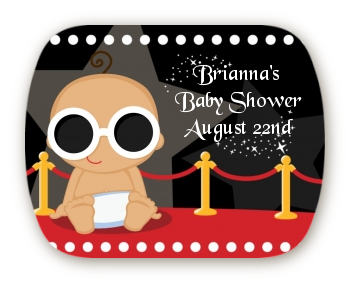  A Star Is Born!® Hollywood - Personalized Baby Shower Rounded Corner Stickers Caucasian Blonde Hair