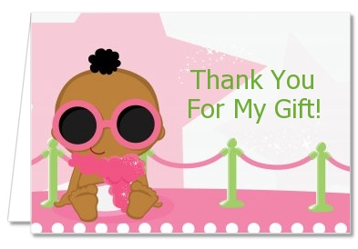  A Star Is Born!® Hollywood White|Pink - Baby Shower Thank You Cards Caucasian