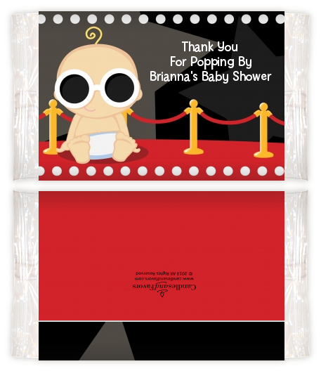  A Star Is Born!® Hollywood - Personalized Popcorn Wrapper Baby Shower Favors Caucasian Girl