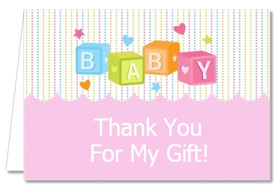 Baby Blocks Pink - Baby Shower Thank You Cards
