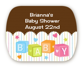 Baby Blocks - Personalized Baby Shower Rounded Corner Stickers