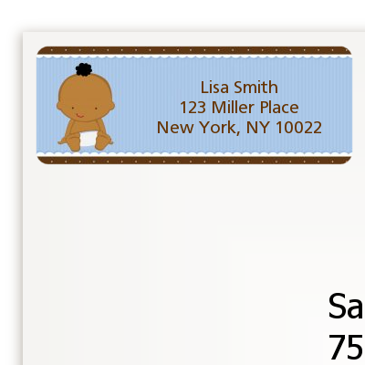 Baby Boy African American - Baby Shower Return Address Labels