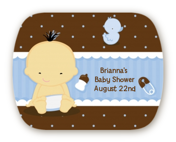 Baby Boy Asian - Personalized Baby Shower Rounded Corner Stickers