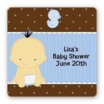 Baby Boy Asian - Square Personalized Baby Shower Sticker Labels
