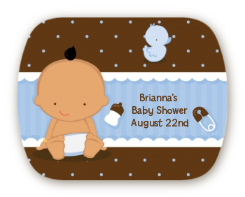 Baby Boy Hispanic - Personalized Baby Shower Rounded Corner Stickers