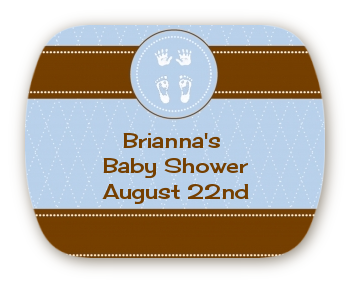 Baby Feet Pitter Patter Blue - Personalized Baby Shower Rounded Corner Stickers