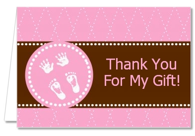 Baby Feet Pitter Patter Pink - Baby Shower Thank You Cards