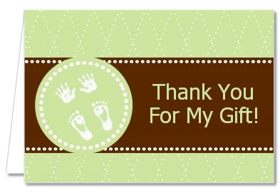  Baby Feet Pitter Patter Neutral - Baby Shower Thank You Cards 