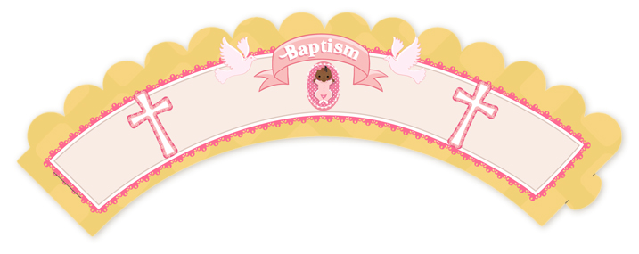  Baby Girl - Baptism / Christening Cupcake Wrappers Option 1