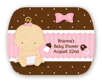 Baby Girl Caucasian - Personalized Baby Shower Rounded Corner Stickers