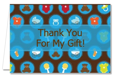 Baby Icons Blue - Baby Shower Thank You Cards