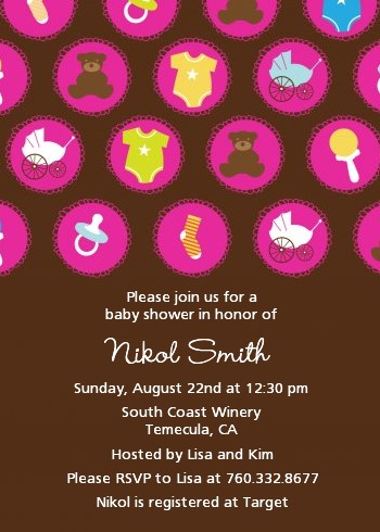Baby Icons Pink - Baby Shower Invitations