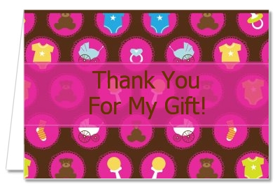 Baby Icons Pink - Baby Shower Thank You Cards