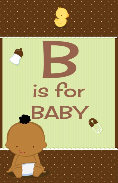 Baby Neutral African American - Personalized Baby Shower Nursery Wall Art