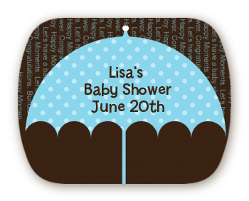 Baby Sprinkle Umbrella Blue - Personalized Baby Shower Rounded Corner Stickers