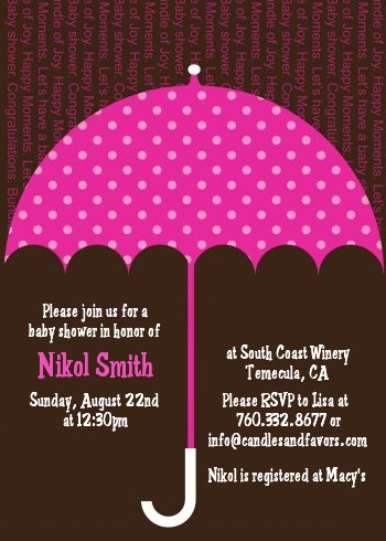 Baby Sprinkle Umbrella Pink - Baby Shower Invitations