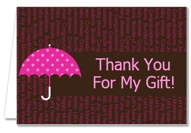 Baby Sprinkle Umbrella Pink - Baby Shower Thank You Cards