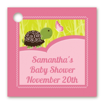 Baby Turtle Pink - Personalized Baby Shower Card Stock Favor Tags