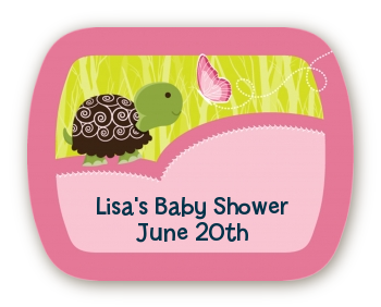 Baby Turtle Pink - Personalized Baby Shower Rounded Corner Stickers