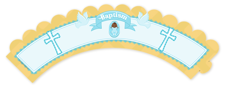  Baby Boy - Baptism / Christening Cupcake Wrappers Option 1