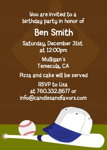 Baseball - Birthday Party Invitations