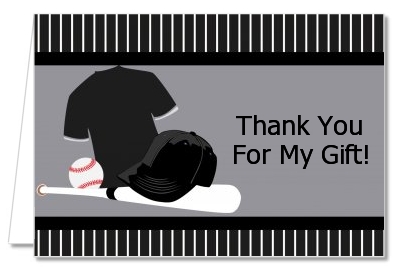 Baseball Jersey Black and White - Birthday Party Thank You Cards