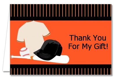 Baseball Jersey Orange and Black - Birthday Party Thank You Cards