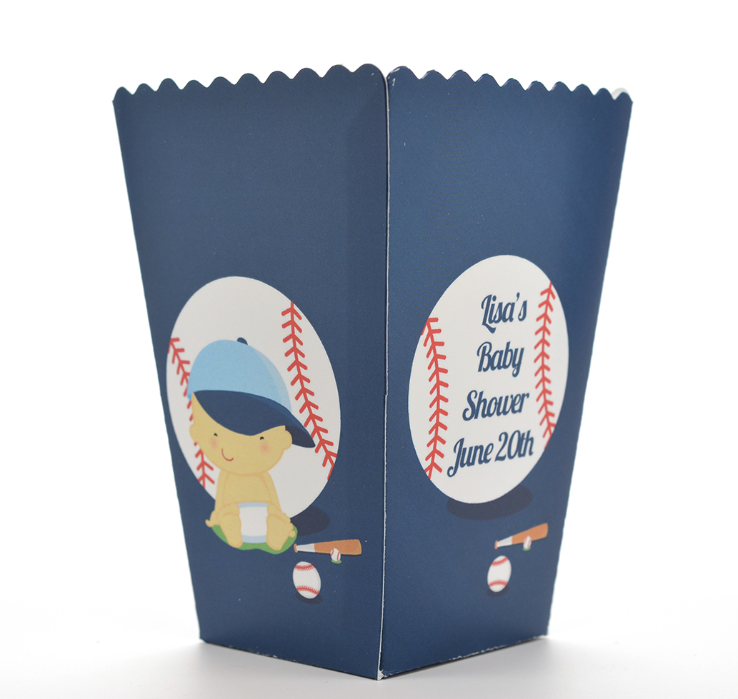  Future Baseball Player - Personalized Baby Shower Popcorn Boxes 