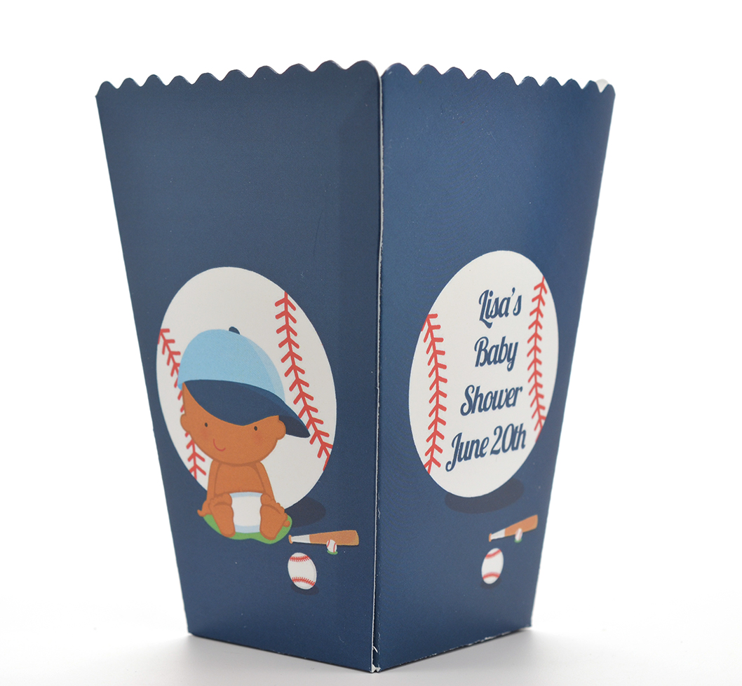  Future Baseball Player - Personalized Baby Shower Popcorn Boxes 