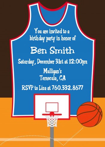 Basketball - Birthday Party Invitations