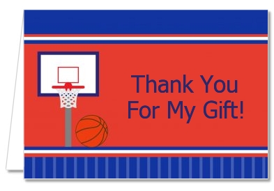 Basketball Jersey Blue and Red - Birthday Party Thank You Cards