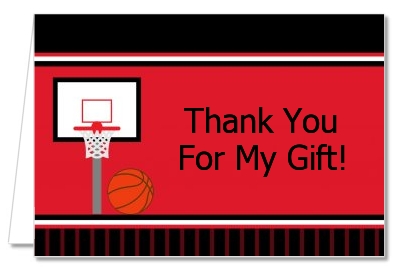 Basketball Jersey Red and Black - Birthday Party Thank You Cards