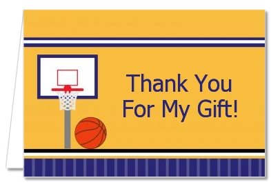 Basketball Purple and Yellow - Birthday Party Thank You Cards