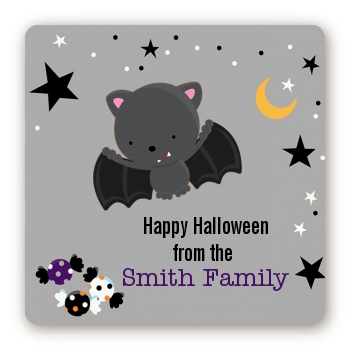 Bat - Square Personalized Halloween Sticker Labels