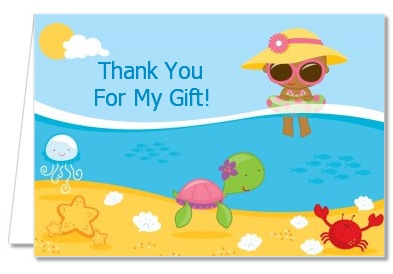 Beach Baby African American Girl - Baby Shower Thank You Cards