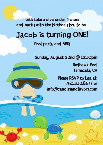 Beach Boy - Birthday Party Invitations